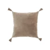 Best J-Line Coussin avec floches en coton velours marron 43x43cm