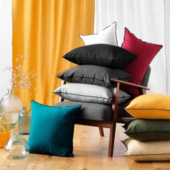 Paris Prix Coussin avec surjet en coton recyclé (50x50 cm - Bordeaux)* Coussin Pour Canapé