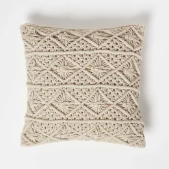 Homescapes Coussin bohème macramé willow, 45 x 45 cm -* Coussin Pour Canapé|Coussin