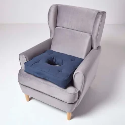 Homescapes Coussin bouée en velours de coton - bleu marine -* Coussin Pour Canapé