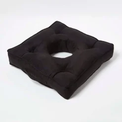 Homescapes Coussin bouée rehausseur en suédine noir, 50 x 50 x 10 cm -* Coussin Pour Canapé