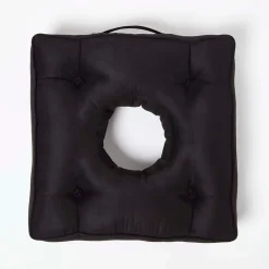Homescapes Coussin bouée rehausseur en suédine noir, 50 x 50 x 10 cm -* Coussin Pour Canapé