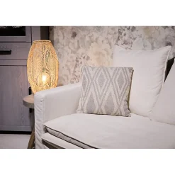 Meubletmoi Coussin carré 40 x 40 cm coton brodé grands losanges gris - BEAM* Coussin Pour Canapé