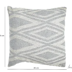 Meubletmoi Coussin carré 40 x 40 cm coton brodé grands losanges gris - BEAM* Coussin Pour Canapé