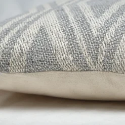 Meubletmoi Coussin carré 40 x 40 cm coton brodé grands losanges gris - BEAM* Coussin Pour Canapé