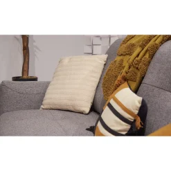 Sale Meubletmoi Coussin carré 40 x 40 cm en coton brodé en lignes beige - TWINKLE