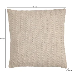 Sale Meubletmoi Coussin carré 40 x 40 cm en coton brodé en lignes beige - TWINKLE