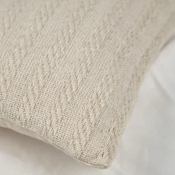 Sale Meubletmoi Coussin carré 40 x 40 cm en coton brodé en lignes beige - TWINKLE