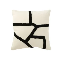 Sale J-Line Coussin carré avec lignes en textile multicouleur 43x43x10 cm