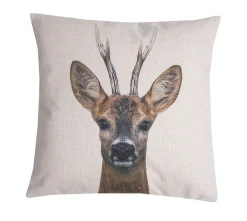 Discount Deko & Co Coussin carré biche blanc et marron L.45 x l.45cm Deco&co
