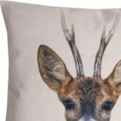 Discount Deko & Co Coussin carré biche blanc et marron L.45 x l.45cm Deco&co