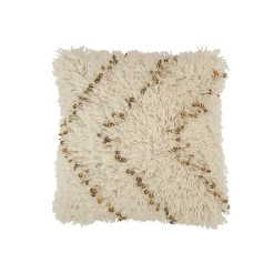 New J-Line Coussin carré en coton blanc et doré 47x47cm