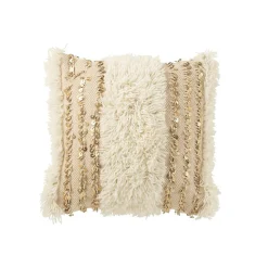 Online J-Line Coussin carré en polyester beige 45x45x12 cm