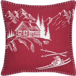 Discount Lovely Casa Coussin chalet montagne en coton (45x45 cm - Rouge)