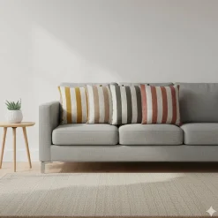 Deko&Co Coussin coton slub rayé BALTO 55X55* Coussin