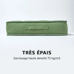 Homescapes Coussin d'assise rehausseur en coton vert foncé, 50 x 50 x 10 cm -* Coussin Pour Canapé