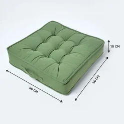 Homescapes Coussin d'assise rehausseur en coton vert foncé, 50 x 50 x 10 cm -* Coussin Pour Canapé
