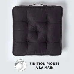 Homescapes Coussin d'assise rehausseur en suédine noir, 50 x 50 x 10 cm -* Coussin Pour Canapé