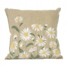 Outlet Sud Etoff Coussin décoratif en coton motif marguerite (45x45 cm - Taupe)