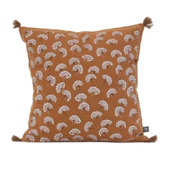 Sud Etoff Coussin décoratif imprimé motif floral (45x45 cm - Marron Brun)* Coussin