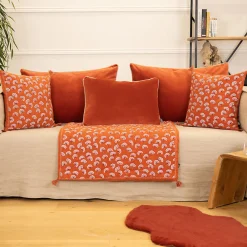 Sud Etoff Coussin décoratif imprimé motif floral (45x45 cm - Brique)* Coussin Pour Canapé