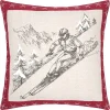 Lovely Casa Coussin décoratif montagne ski en coton (45x45 cm - Gris)* Coussin Pour Canapé