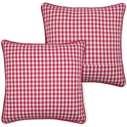 Clearance Lovely Casa Coussin décoratif motif vichy en polycoton (45x45 cm - Rouge)