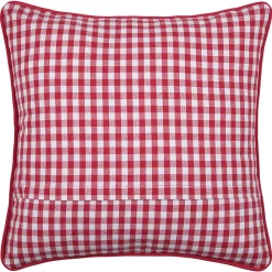 Clearance Lovely Casa Coussin décoratif motif vichy en polycoton (45x45 cm - Rouge)