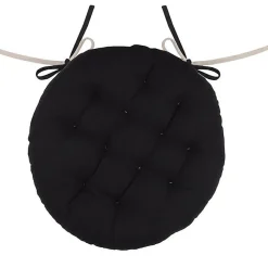 Lovely Casa Coussin de chaise rond Noir et Lin 38 cm* Galette De Chaise