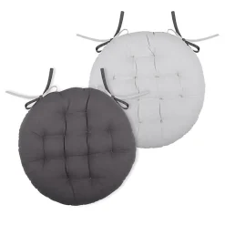 Lovely Casa Coussin de chaise ronde réversible Gris Perle* Galette De Chaise