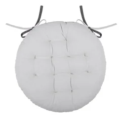 Lovely Casa Coussin de chaise ronde réversible Gris Perle* Galette De Chaise