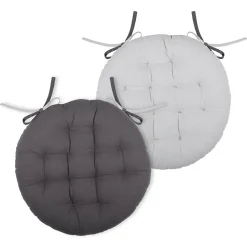 Lovely Casa Coussin de chaise ronde réversible Gris Perle* Galette De Chaise