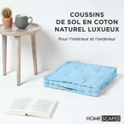 Homescapes Coussin de sol - bleu ciel uni - 50 x 50 cm -* Coussin De Sol