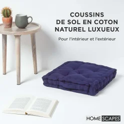 Homescapes Coussin de sol - bleu marine - 40 x 40 cm -* Coussin De Sol