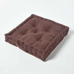 Sale Homescapes Coussin de sol - chocolat uni - 40 x 40 cm -