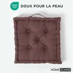 Sale Homescapes Coussin de sol - chocolat uni - 40 x 40 cm -