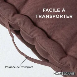 Sale Homescapes Coussin de sol - chocolat uni - 40 x 40 cm -