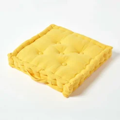 Online Homescapes Coussin de sol - jaune uni - 50 x 50 cm -