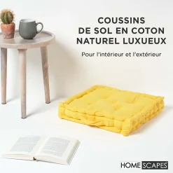Online Homescapes Coussin de sol - jaune uni - 50 x 50 cm -