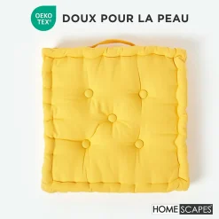 Online Homescapes Coussin de sol - jaune uni - 50 x 50 cm -