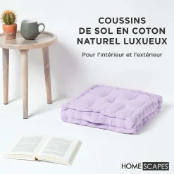 Homescapes Coussin de sol - mauve uni - 50 x 50 cm -* Coussin De Sol