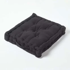 Homescapes Coussin de sol - noir uni - 40 x 40 cm -* Coussin De Sol