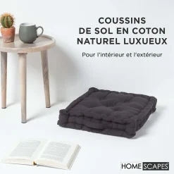 Homescapes Coussin de sol - noir uni - 40 x 40 cm -* Coussin De Sol