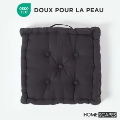 Homescapes Coussin de sol - noir uni - 40 x 40 cm -* Coussin De Sol