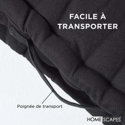 Homescapes Coussin de sol - noir uni - 40 x 40 cm -* Coussin De Sol