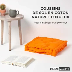 Hot Homescapes Coussin de sol - orange uni - 40 x 40 cm -