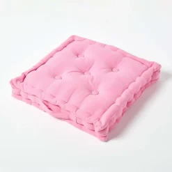 Clearance Homescapes Coussin de sol - rose uni - 40 x 40 cm -