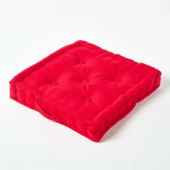 Online Homescapes Coussin de sol - rouge uni - 50 x 50 cm -