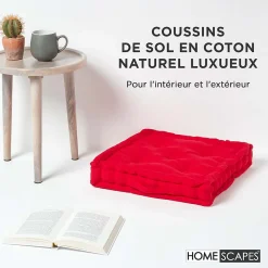 Online Homescapes Coussin de sol - rouge uni - 50 x 50 cm -