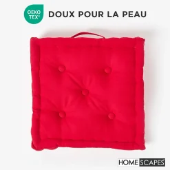 Online Homescapes Coussin de sol - rouge uni - 50 x 50 cm -